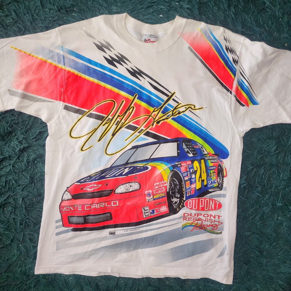 Vintage 1996 Jeff Gordon DuPont Racing NASCAR All Over Print Tee XL